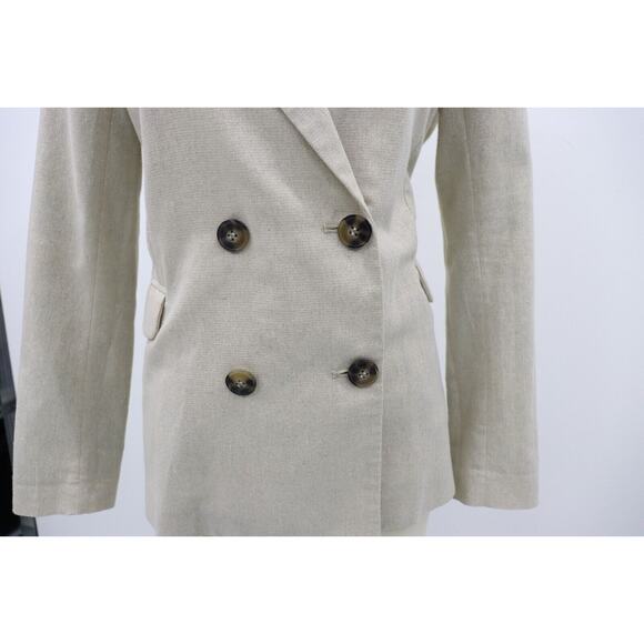 EMMA & GAIA Beige Blazer Jacket w Subtle Sparkle Double Breasted Size 44 (Large) - Picture 9 of 16